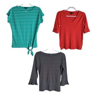 Ralph Lauren LRL Cotton Shirts Women's Medium Stripes Nautical Preppy Set of 3